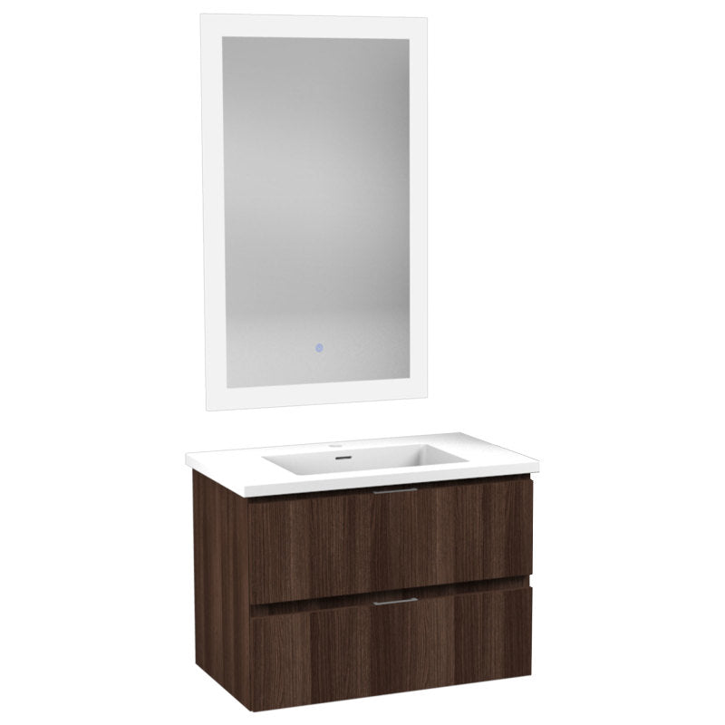 VT-MR3CT30-DB - ANZZI Conques 30 in W x 20 in H x 18 in D Bath Vanity in Dark Brown with Cultured Marble Vanity Top in White with White Basin & Mirror