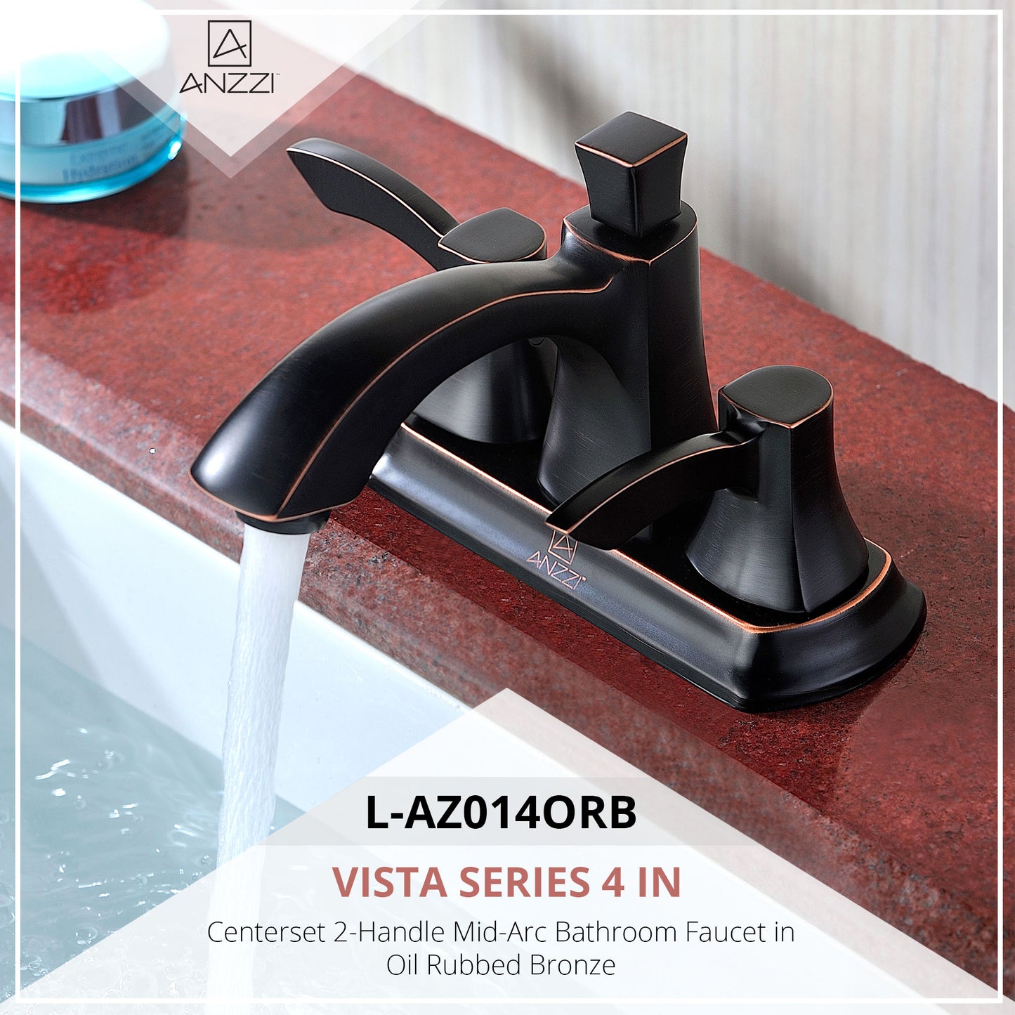 Vista Series 4 in. Centerset 2-Handle Mid-Arc Bathroom Faucet
