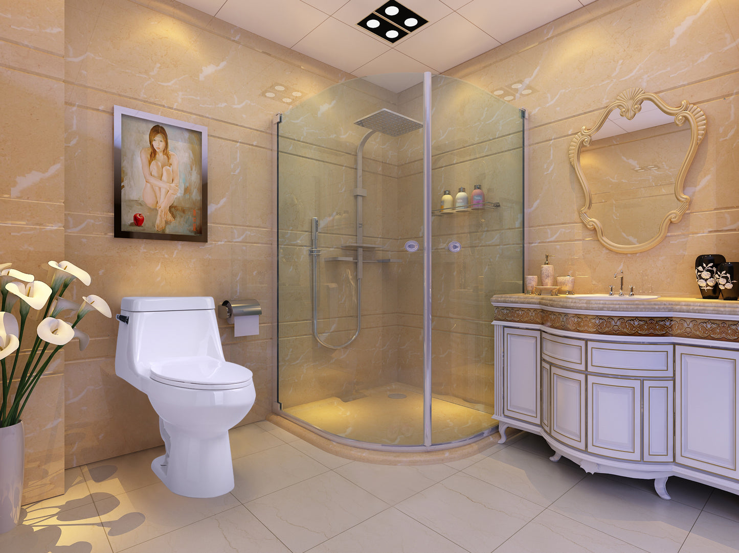 1-piece 1.28 GPF Single Flush Elongated Toilet in White