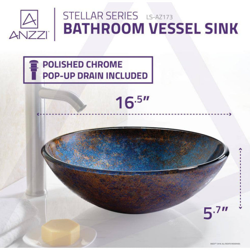 LS-AZ173 - Stellar Series Deco-Glass Vessel Sink in Stellar Burst