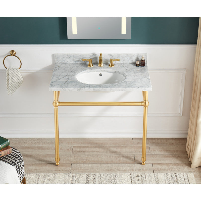 Verona 34.5 in. Console Sink with Carrara White Counter Top
