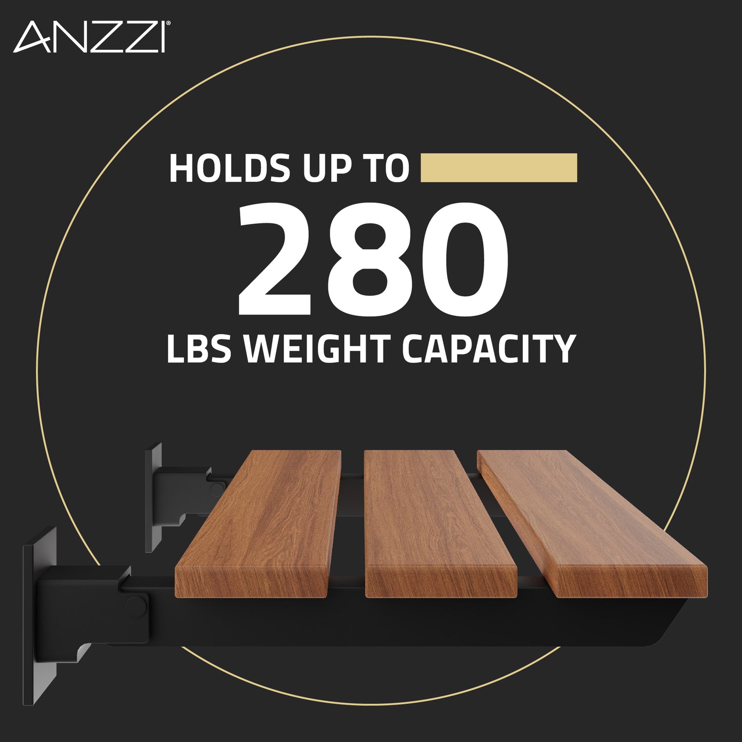 Bohemian 18.7 in. Teak Wall Mounted Folding Shower Seat