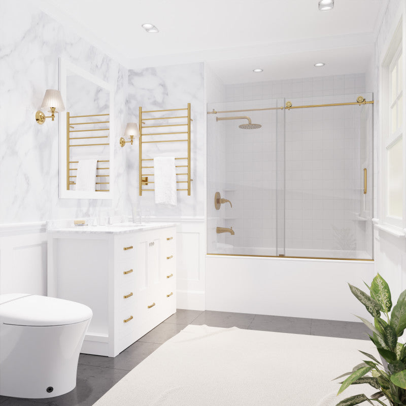 SD-AZ8080-01BG - Raymore Series 60 in. x 62 in. Frameless Sliding Tub Door in Brushed Gold