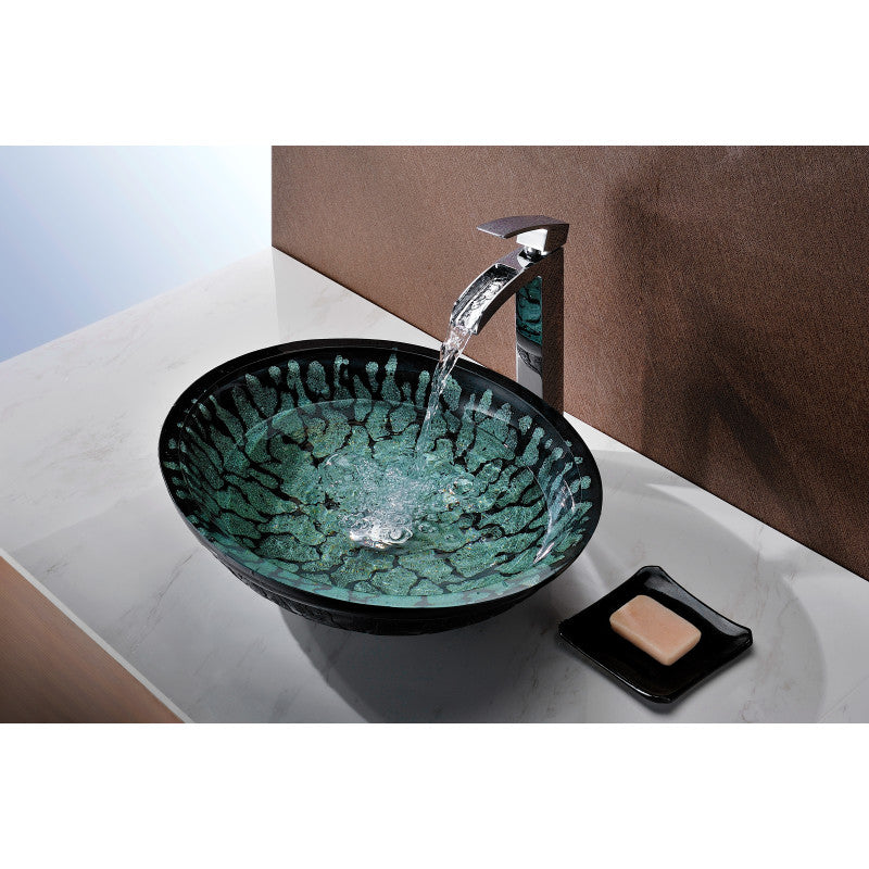 Patuvendi Series Deco-Glass Vessel Sink in Lustrous Black