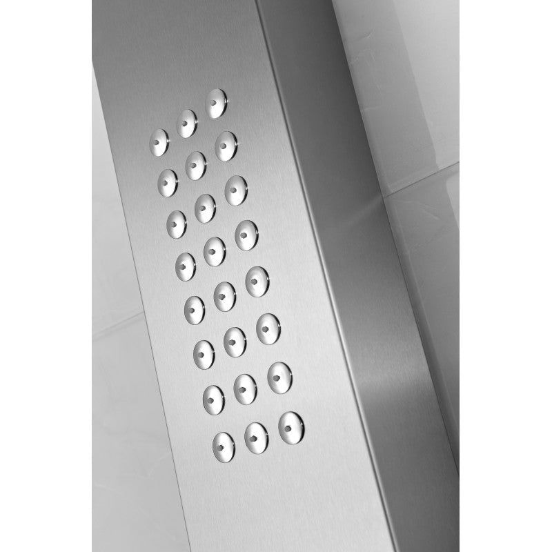 Pier 48 in. Full Body Shower Panel with Heavy Rain Shower and Spray Wand in Brushed Steel