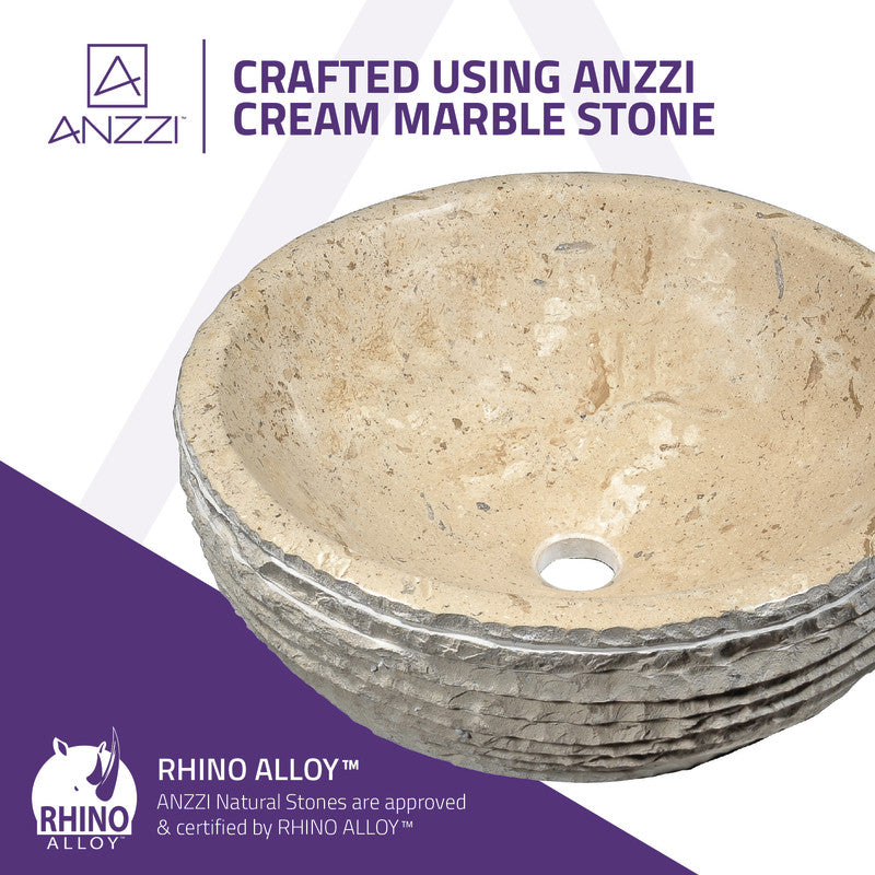 Desert Basin Vessel Sink in Classic Cream Marble