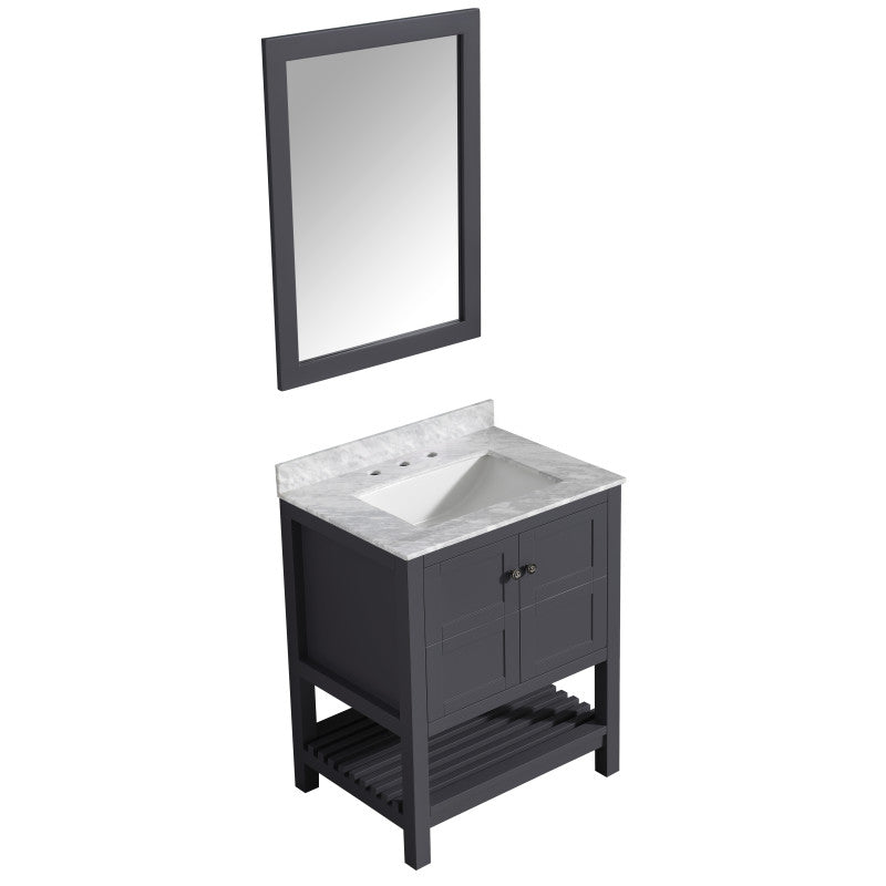 VT-MRCT1030-GY - Montaigne 30 in. W x 22 in. D Bathroom Bath Vanity Set in Gray with Carrara Marble Top with White Sink