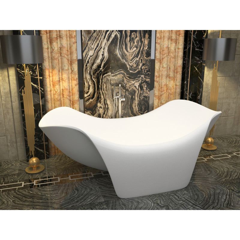 FT-AZ512 - Cielo 6.5 ft. Solid Surface Center Drain Freestanding Bathtub in Matte White
