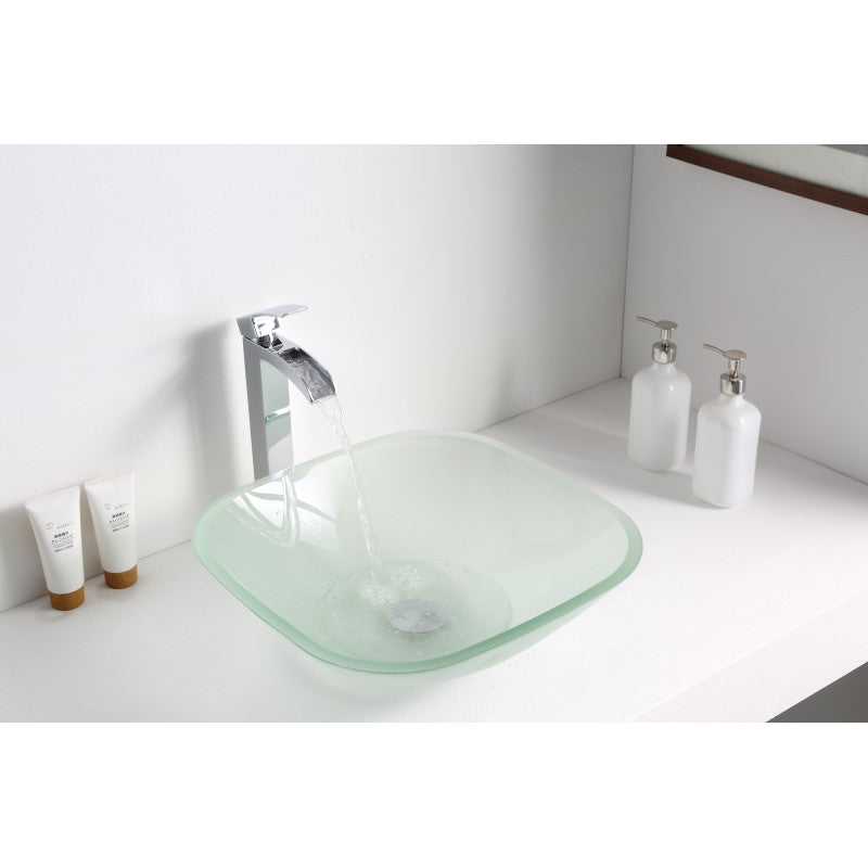 LS-AZ081 - Vista Series Deco-Glass Vessel Sink in Lustrous Frosted Finish