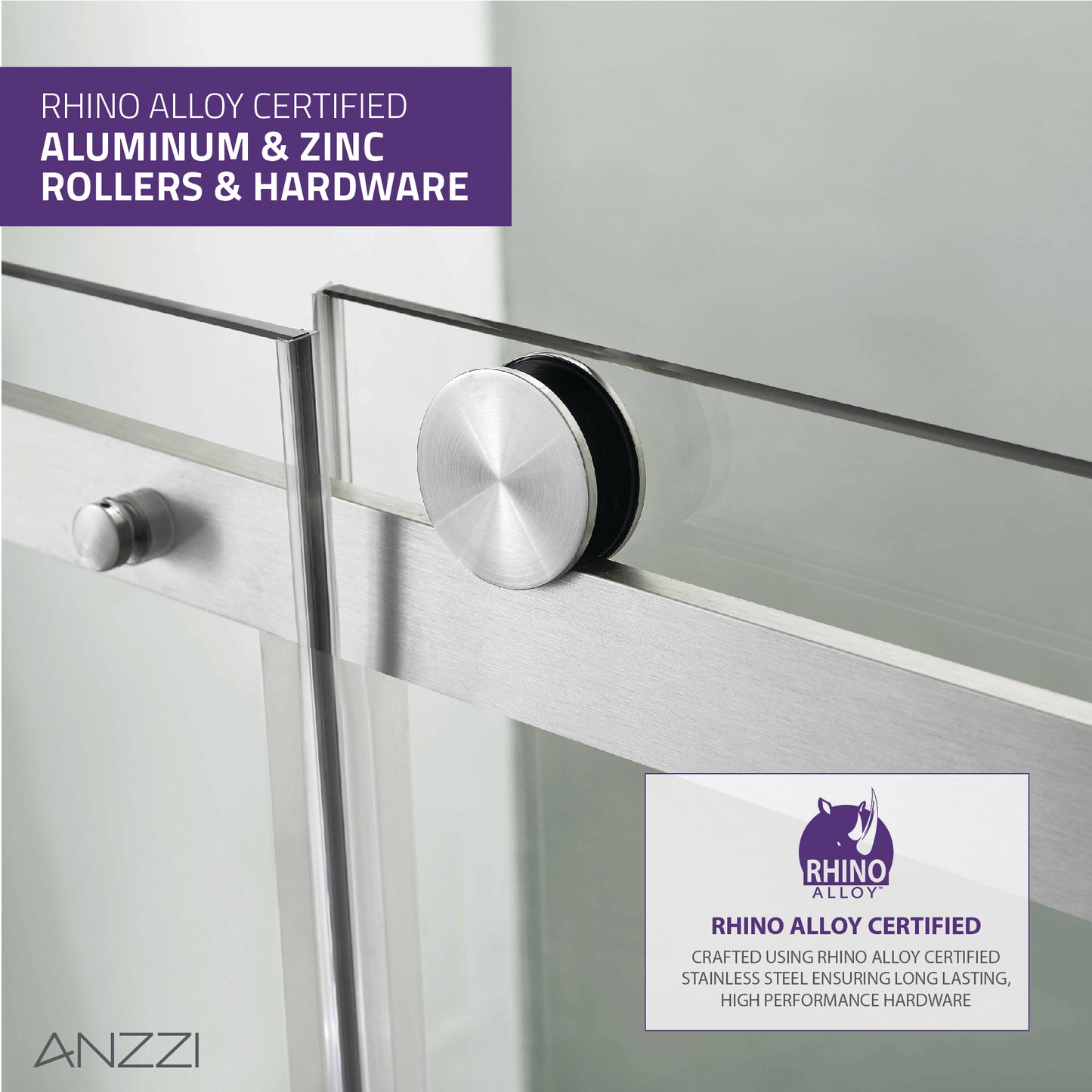 Rhodes Series 60 in. x 76 in. Frameless Sliding Shower Door with Handle