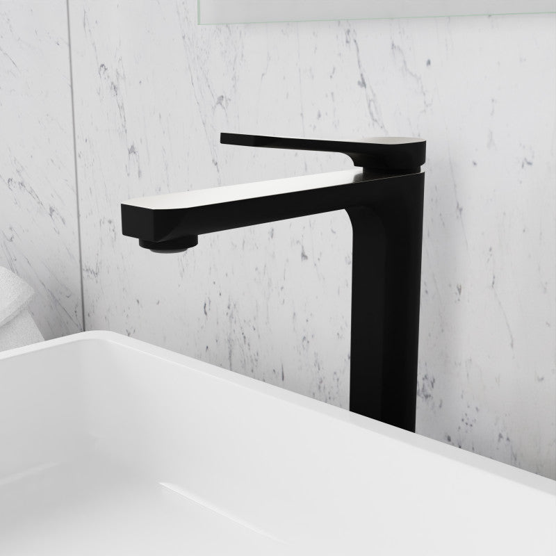 L-AZ901MB-BN - Single Handle Single Hole Bathroom Vessel Sink Faucet With Pop-up Drain in Matte Black & Brushed Nickel