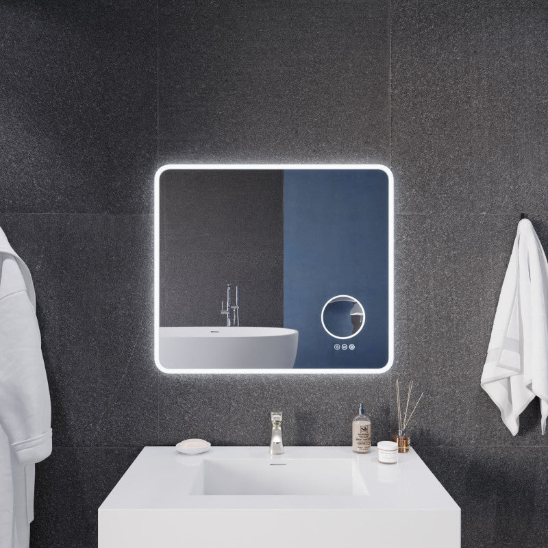 27-in. x 31-in. LED Front/Back Light Magnifying Bathroom Mirror w/Defogger