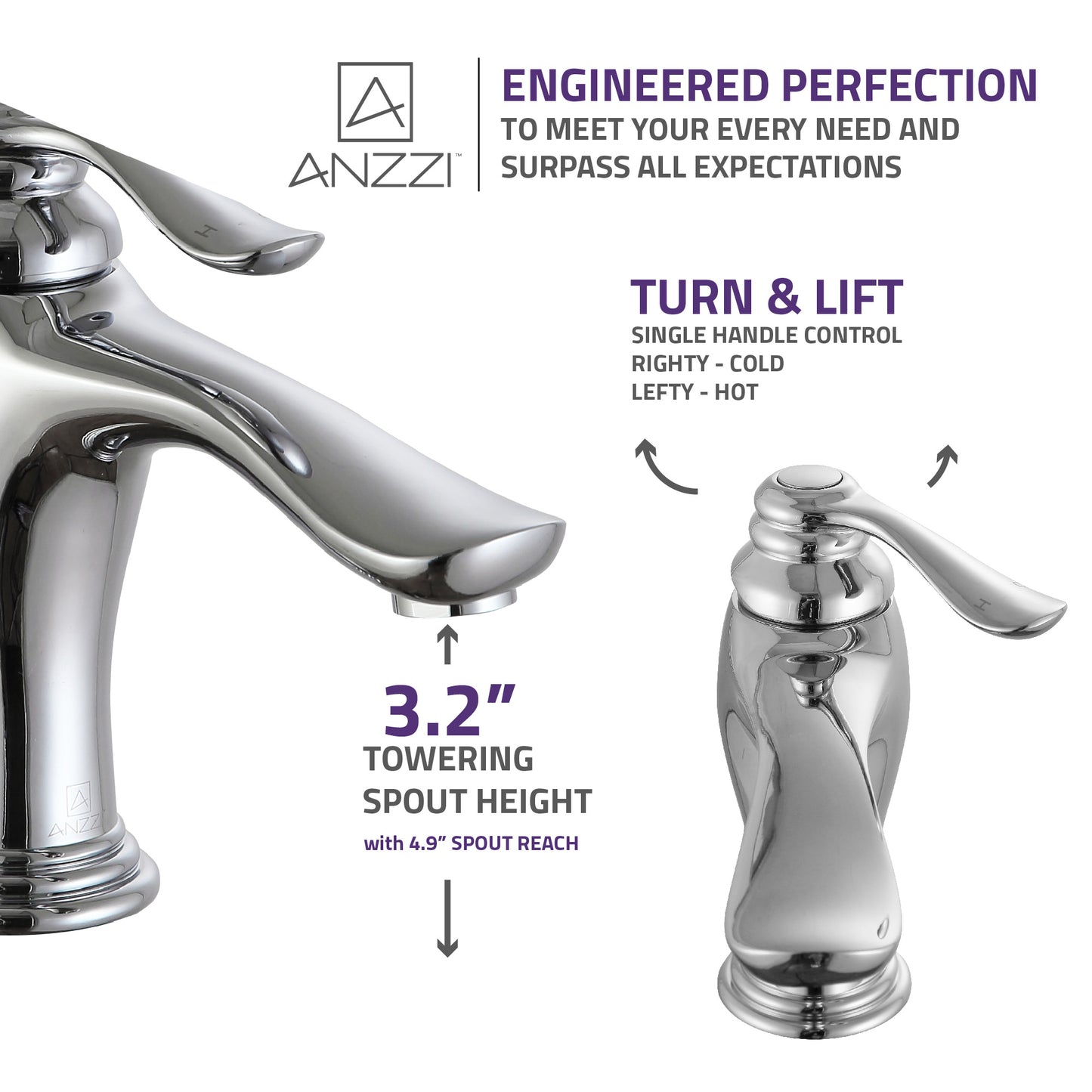 Anfore Single Hole Single Handle Bathroom Faucet