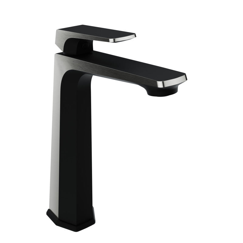 L-AZ904MB-BN - Single Handle Single Hole Bathroom Vessel Sink Faucet With Pop-up Drain in Matte Black & Brushed Nickel