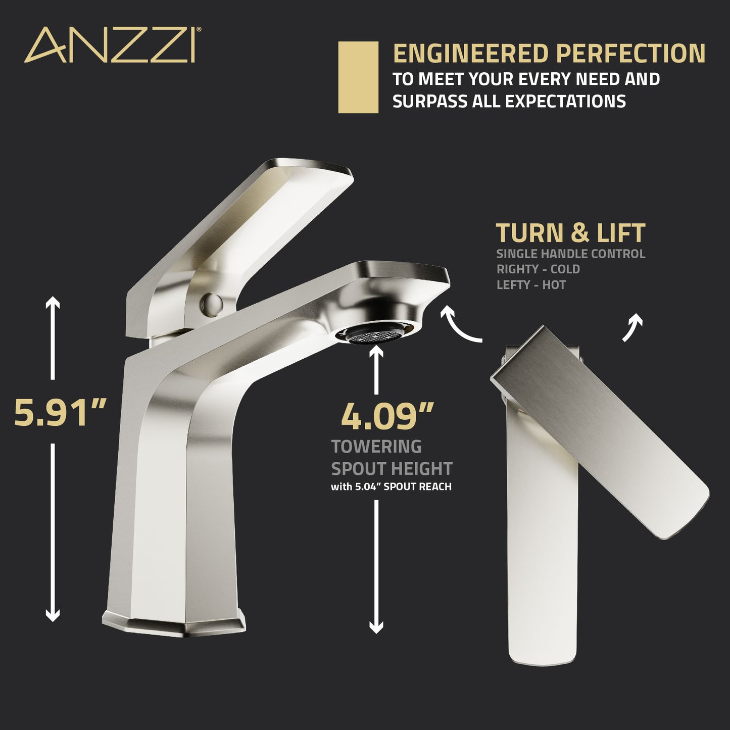 Single Handle Single Hole Bathroom Faucet With Pop-up Drain
