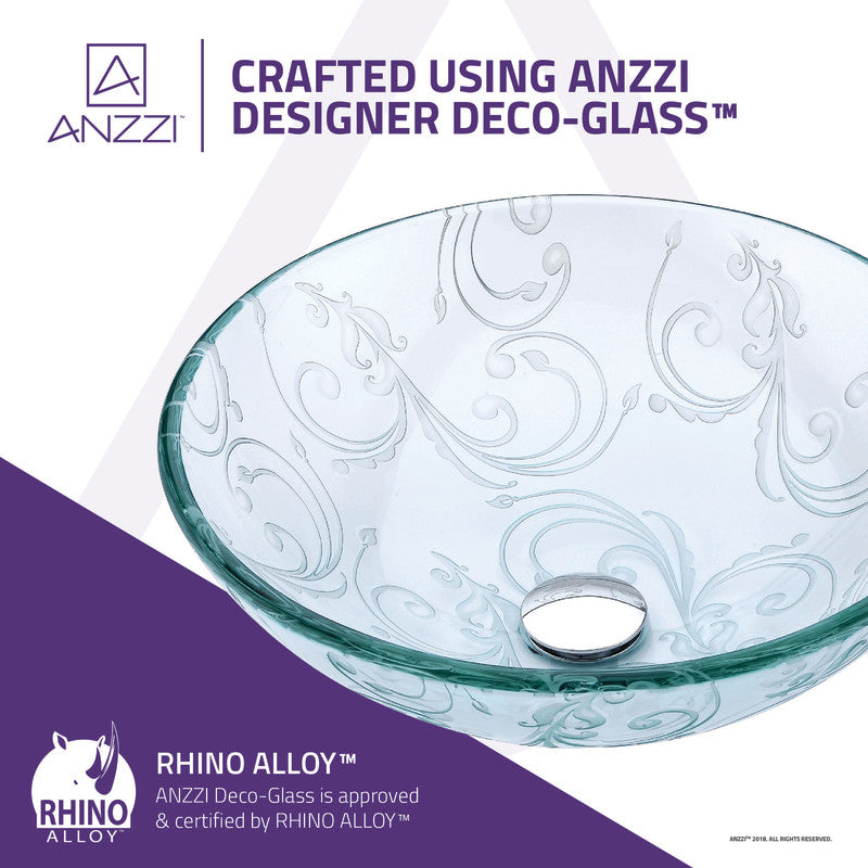 Kolokiki Series Vessel Sink with Pop-Up Drain in Crystal Clear Floral