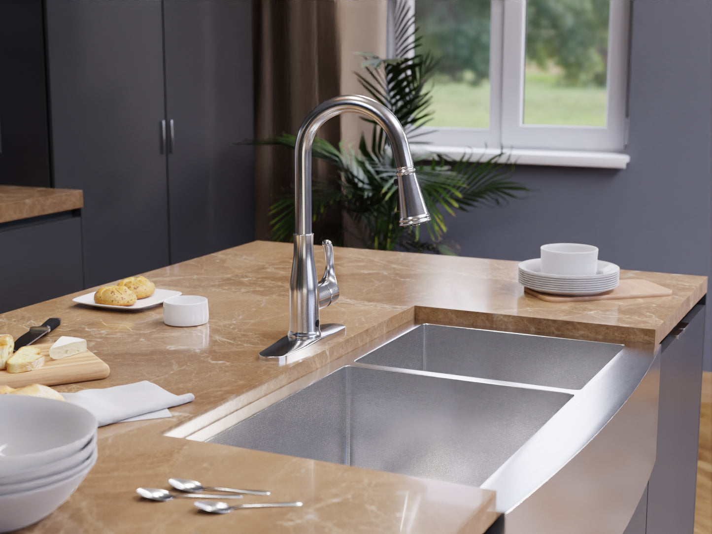 Sifo Hands Free Touchless 1-Handle Pull-Down Sprayer Kitchen Faucet with Motion Sense and Fan Sprayer