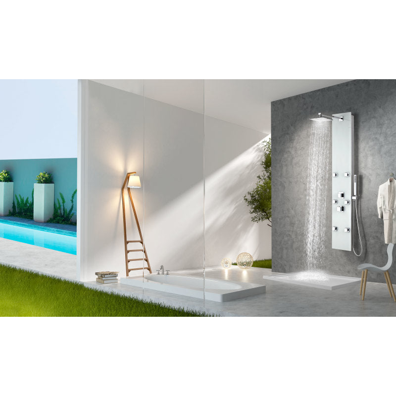 Jaguar 60 in. 6-Jetted Full Body Shower Panel with Heavy Rain Shower and Spray Wand in White