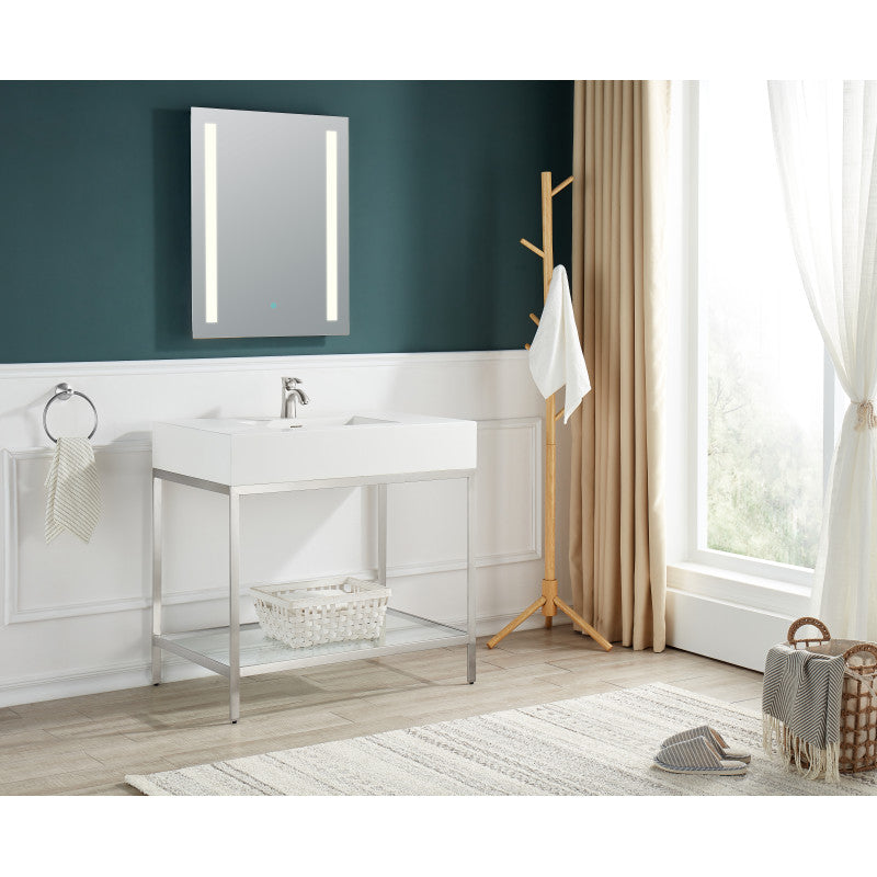 Ventura 36 in. Console Sink with Matte White Counter Top