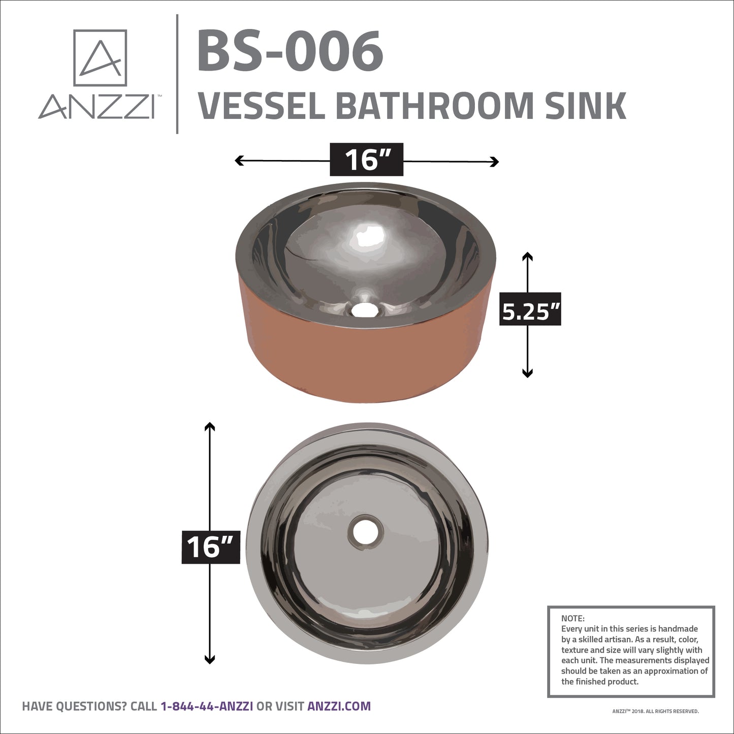 Arthur 16 in. Handmade Vessel Sink in Polished Nickel