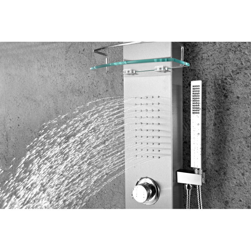 Coastal 44 in. Full Body Shower Panel with Heavy Rain Shower and Spray Wand in Brushed Steel