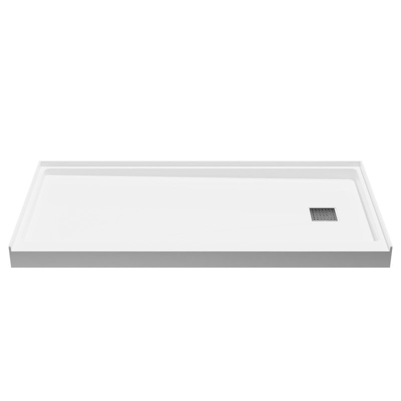 SB-AZ101R - Alexander Base Series 60 in. L x 30 in. W Alcove Shower Shower Pan Base with Right Drain in Glossy White Marine Acrylic