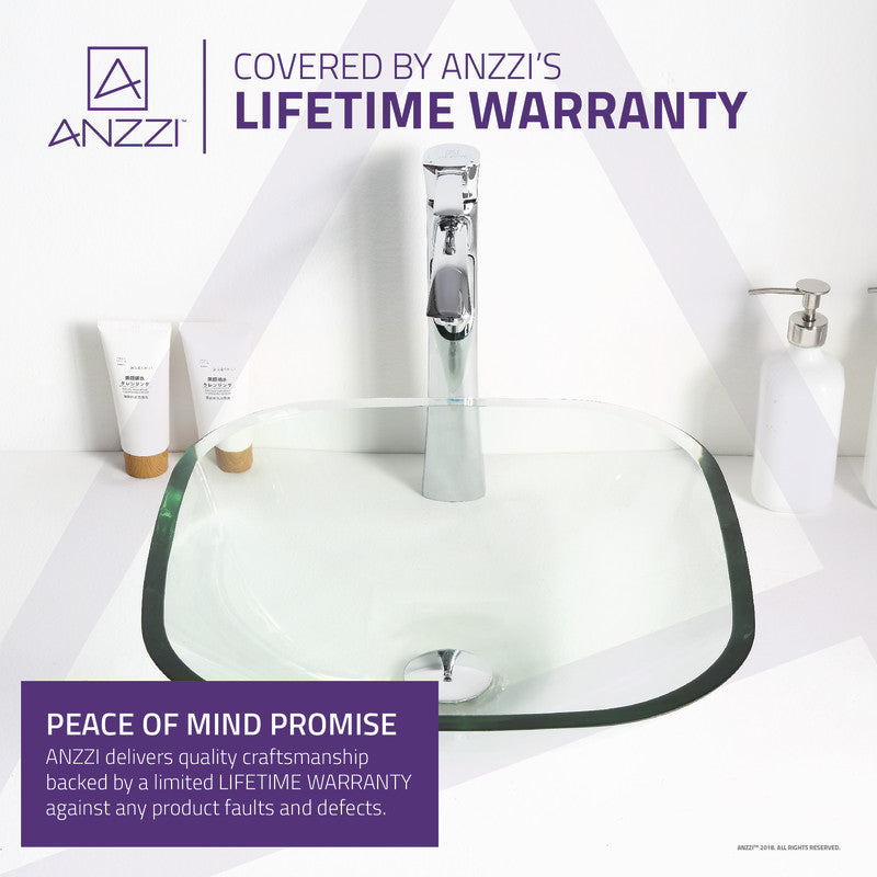 Cadenza Series 17 in. Bathroom Vessel Sink with Scratch-Tough and Stain-Resistant Non-Porous Surface in Clear Glass