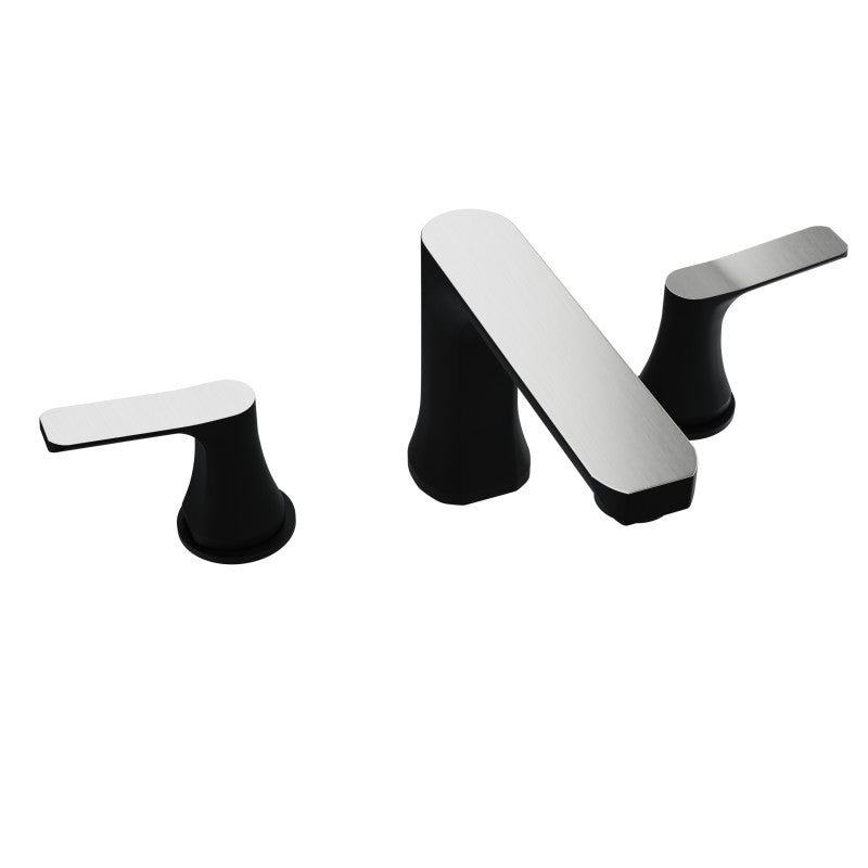 L-AZ902MB-BN - 2-Handle 3-Hole 8 in. Widespread Bathroom Faucet With Pop-up Drain in Matte Black & Brushed Nickel
