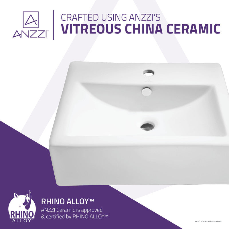 Vitruvius Series 21 in. L x 16 in. W Deck Mount Rectangular Non-Porous Bathroom Vessel Sink in Glossy White Ceramic