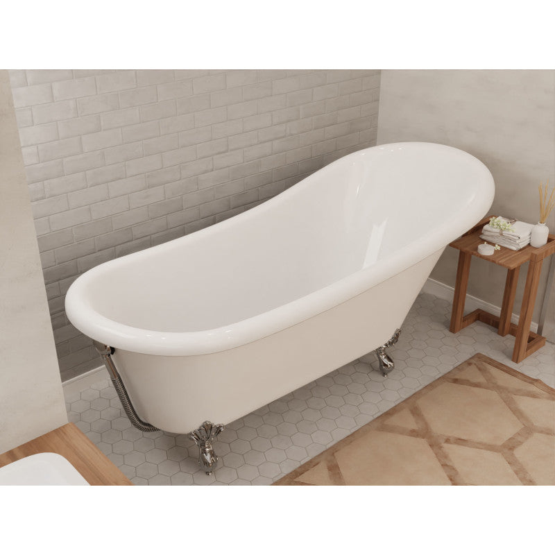 FT-CF131FAFT-CH - Clawfoot Series 67 in. x 30 in. Soaking Freestanding Bathtub with center Drain in White with Polished Chrome Feet