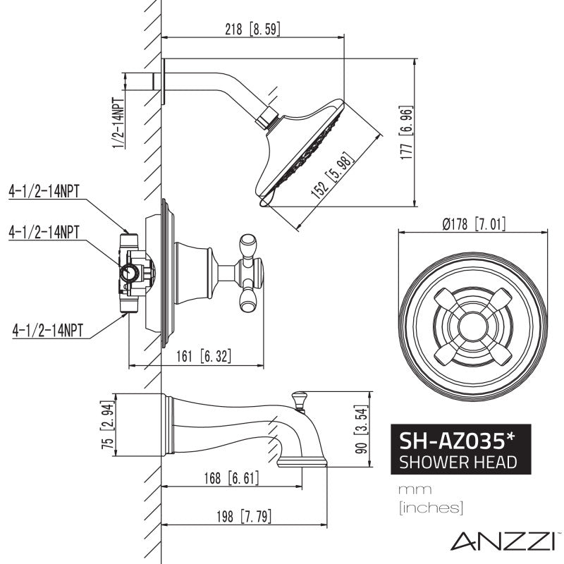 Mesto Series Single Handle Wall Mounted Showerhead and Bath Faucet Set in Oil Rubbed Bronze