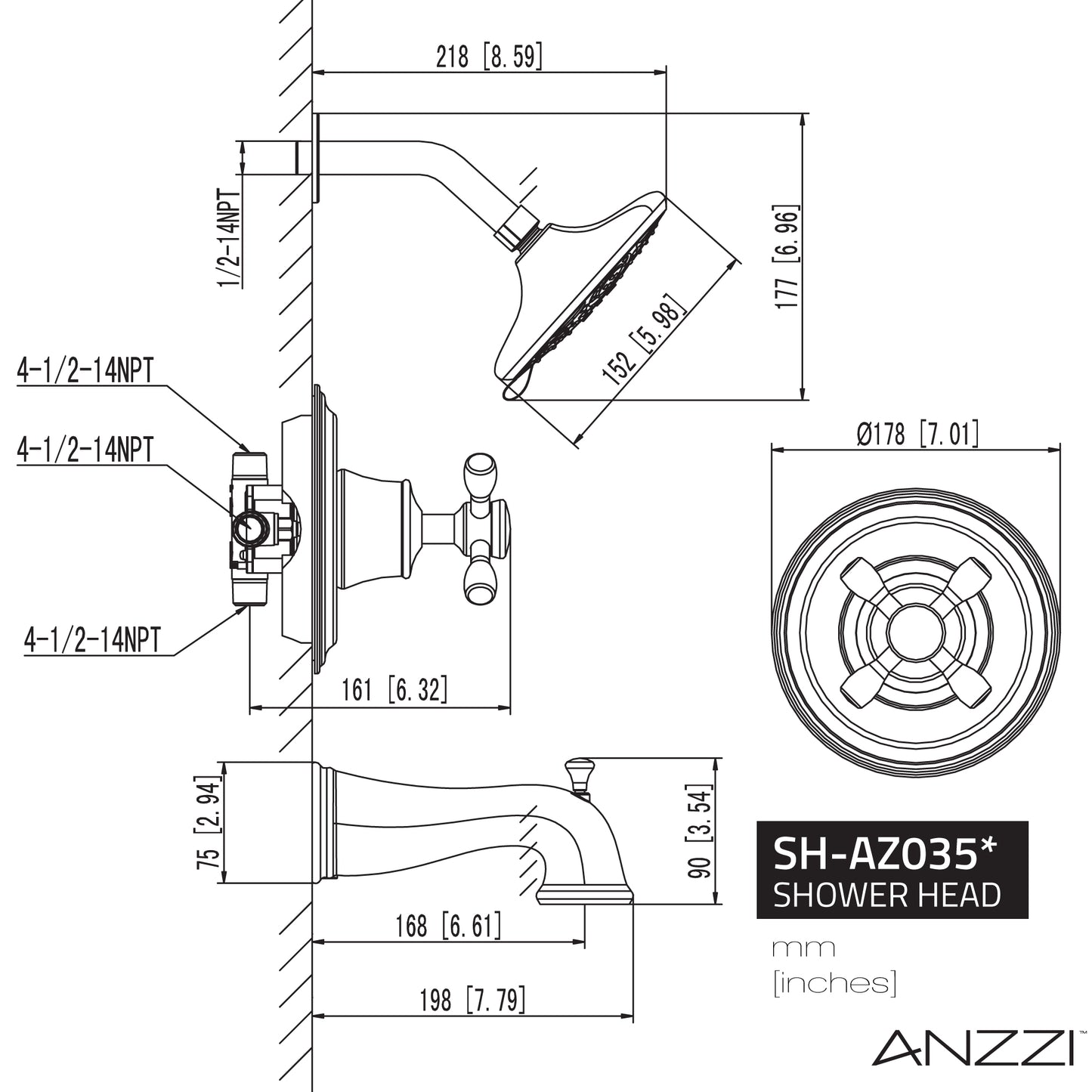 Mesto Series 1-Handle 2-Spray Tub and Shower Faucet