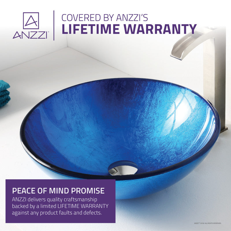 Clavier Series 17 in. Bathroom Vessel Sink with Scratch-Tough and Stain-Resistant Surface in Lustrous Blue Glass