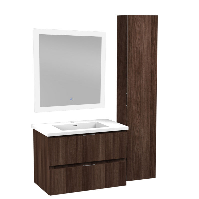 VT-MRSCCT30-DB - 30 in. W x 20 in. H x 18 in. D Bath Vanity Set in Dark Brown with Vanity Top in White with White Basin and Mirror