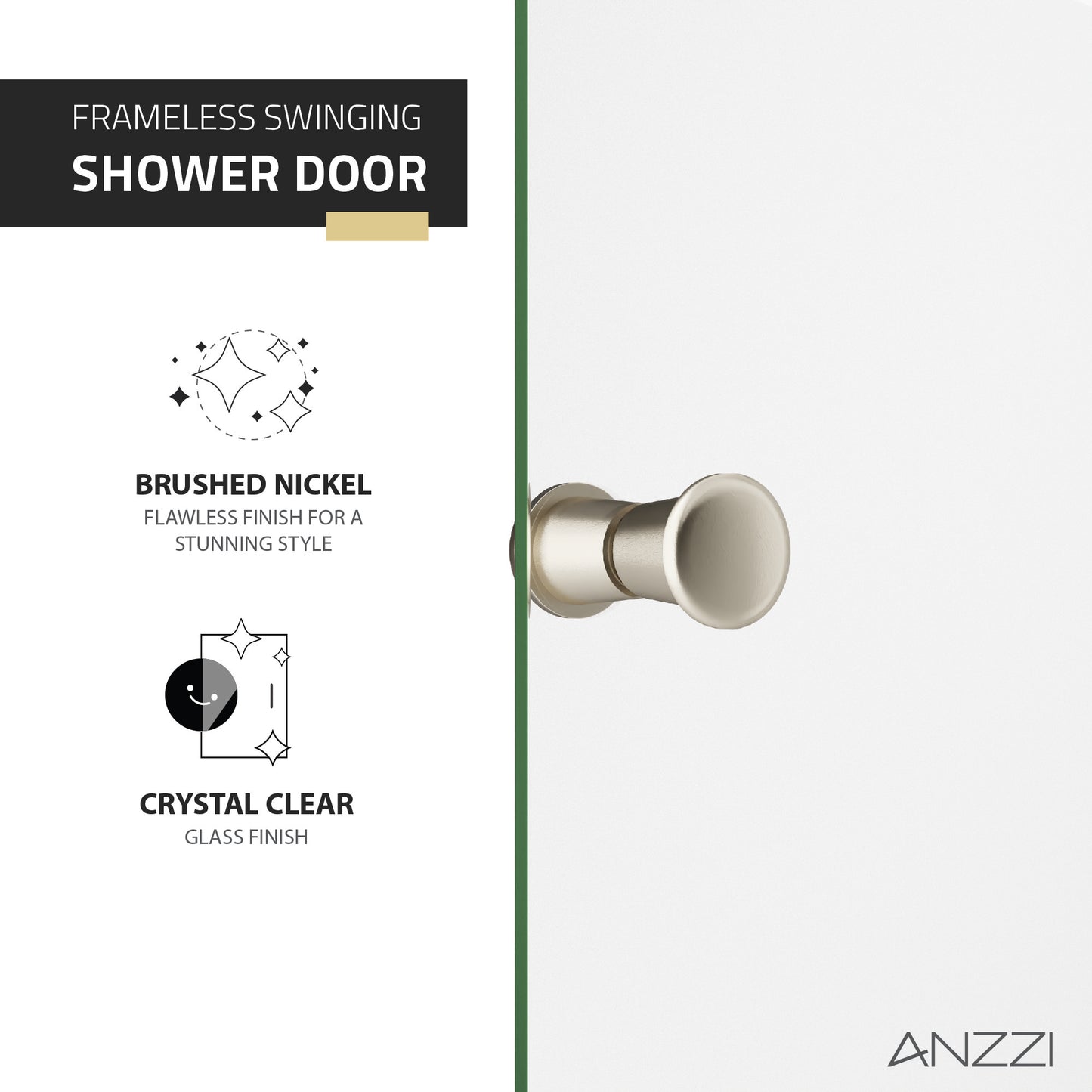 Romance 72-in. x 33.5-in. Frameless Swinging Shower Door