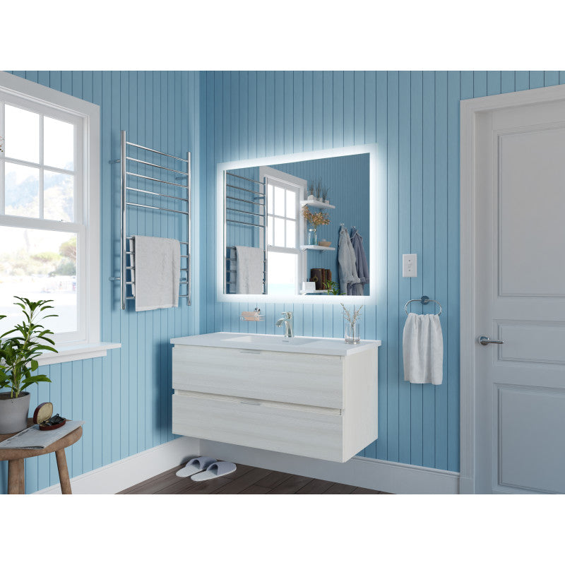 VT-MRCT39-WH - 39 in. W x 18 in. D x 20 in. H Single Sink Wall Mounted Bath Vanity in White with White Top and Matching Mirror