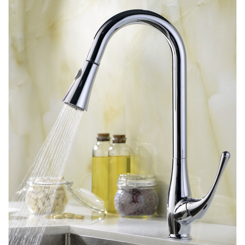 KAZ3018-041 - VANGUARD Undermount 30 in. Single Bowl Kitchen Sink with Singer Faucet in Polished Chrome