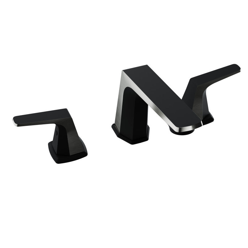 L-AZ905MB-BN - 2-Handle 3-Hole 8 in. Widespread Bathroom Faucet With Pop-up Drain in Matte Black & Brushed Nickel
