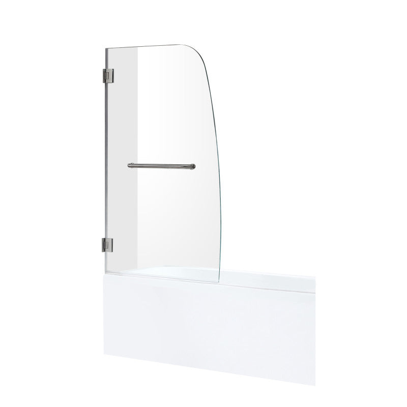 Vensea Series 31.5 in. by 56 in. Frameless Hinged Tub Door in Brushed Nickel