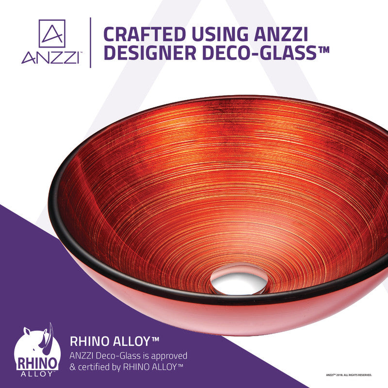 Oau Series Deco-Glass Vessel Sink in Lustrous Red
