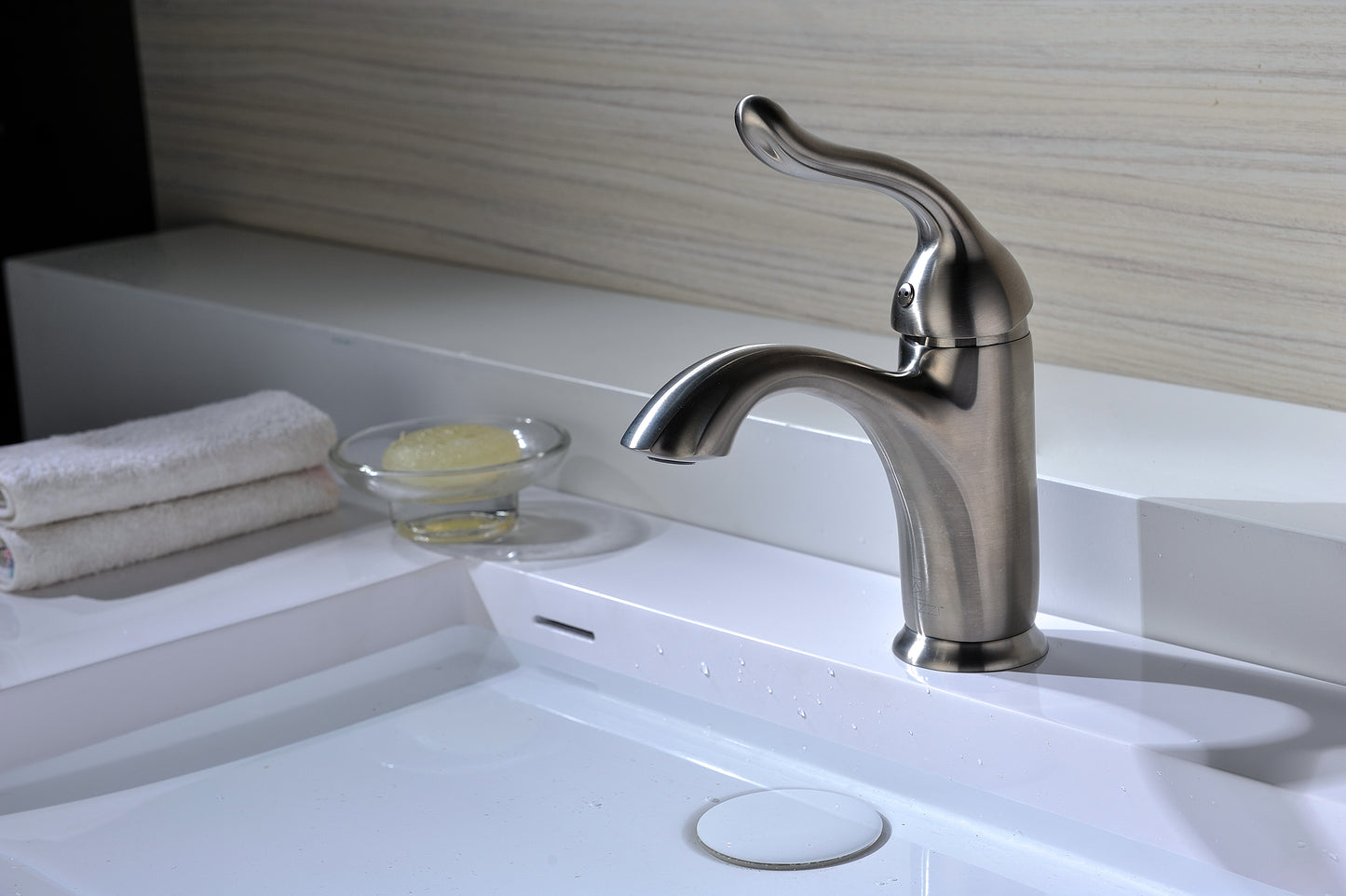 L-AZ009BN - Arc Series Single Hole Single-Handle Low-Arc Bathroom Faucet in Brushed Nickel