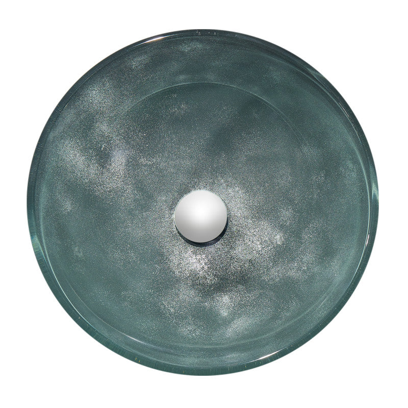 Belissima Round Glass Vessel Bathroom Sink with Stellar Grey Finish
