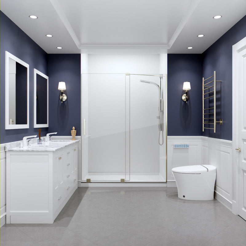Longboat Series 60 in. x 76 in. Semi-Frameless Shower Door with TSUNAMI GUARD