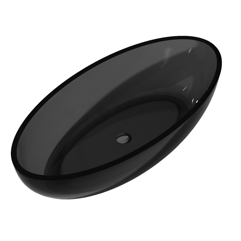 FT-AZ522 - Opal 67 in. One Piece Stone Freestanding Bathtub in Translucent Midnight Black
