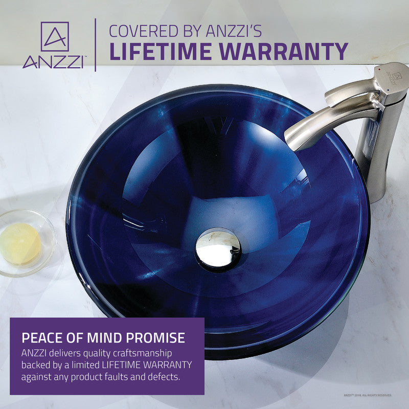 Meno Series 17 in. Bathroom Vessel Sink with Scratch-Tough and Stain-Resistant Non-Porous Surface in Lustrous Blue Glass