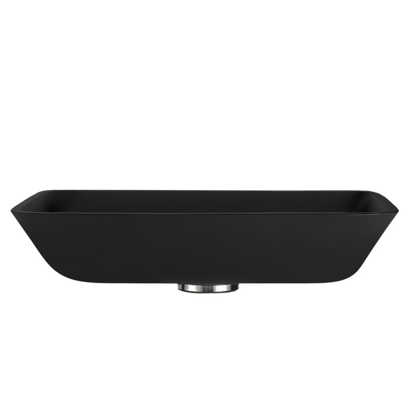 Innovio Rectangle Glass Vessel Bathroom Sink with Matte Black Finish