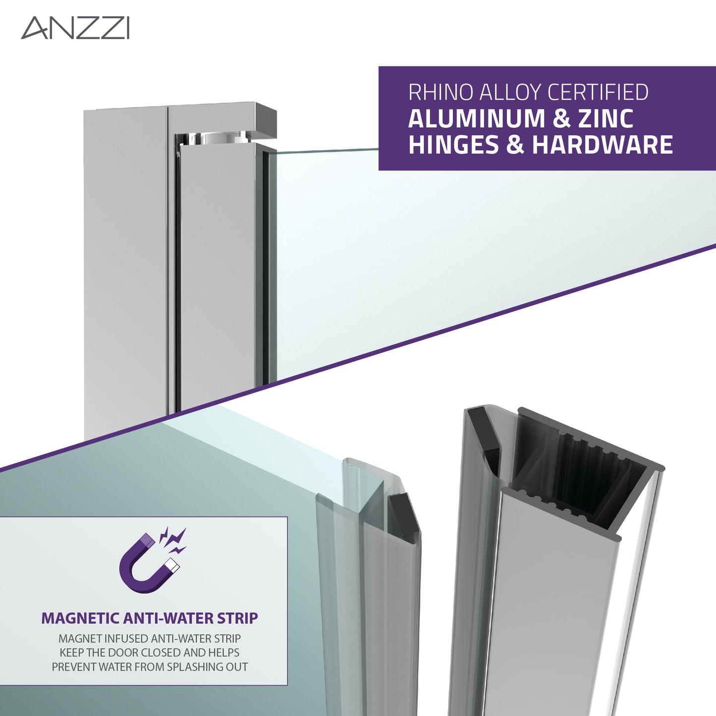 Lancer 23 in. x 72 in. Semi-Frameless Shower Door with TSUNAMI GUARD