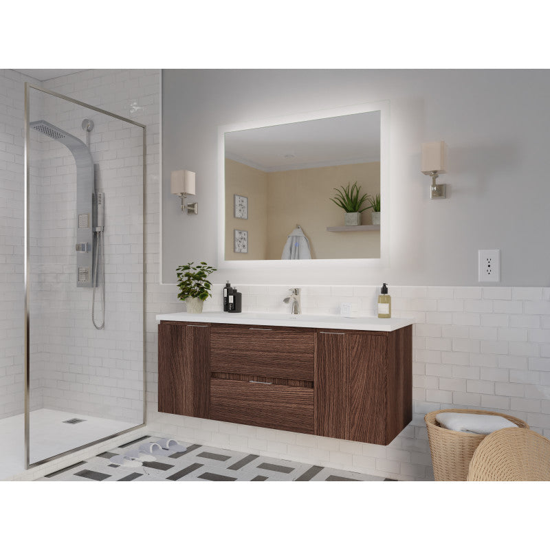 VT-MRCT48-DB - ANZZI Conques 48 in W x 20 in H x 18 in D Bath Vanity in Dark Brown with Cultured Marble Vanity Top in White with White Basin & Mirror
