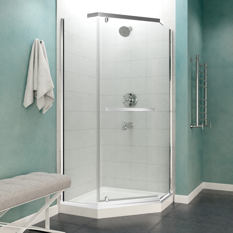 SD-AZ056-01CH - Castle Series 49 in. x 72 in. H Hinged Semi-Frameless Shower Door in Polished Chrome with Tsunami Guard Tempered Glass