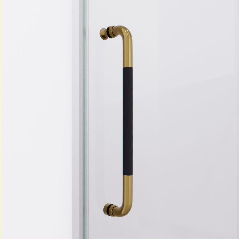 Madam Series 76-in. x 48-in. Frameless Sliding Shower Door in Matte Black and Brushed Gold